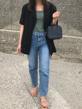 「UNE MANSION（ユヌマンション）のアイテム（ジャケット/アウター）」を使った、mahoさん（レディース・161cm）の夏コーディネート