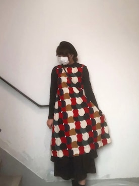 「oversize」｜「アイテム（ジャンパースカート）」を使った、nyyyさん（レディース・162cm）の春コーディネート