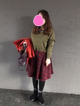 「HusHusH（ハッシュアッシュ）のアイテム（ピーコート）」を使った、chrさん（レディース・154cm）の冬コーディネート