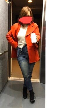 「HusHusH（ハッシュアッシュ）のアイテム（ピーコート）」を使った、chrさん（レディース・154cm）の春コーディネート