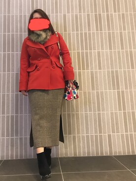 「HusHusH（ハッシュアッシュ）のアイテム（ピーコート）」を使った、chrさん（レディース・154cm）の春コーディネート