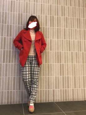 「HusHusH（ハッシュアッシュ）のアイテム（ピーコート）」を使った、chrさん（レディース・154cm）の春コーディネート
