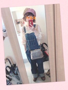 「DHOLIC（ディーホリック）のパフスリーブレースブラウス（シャツ/ブラウス）」を使った、naaさん（レディース・153cm）の秋コーディネート
