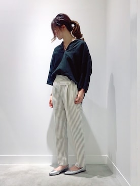 「カーキ×ホワイト」｜Maiさん（レディース・162cm）の春コーディネート