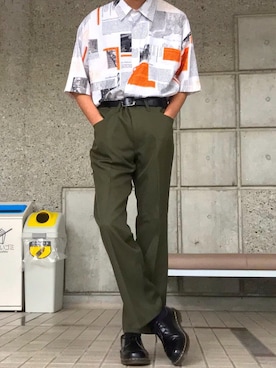 「PUBLUX（パブリュクス）のアイテム（スラックス）」を使った、ハチコロさん（メンズ・174cm）の秋コーディネート