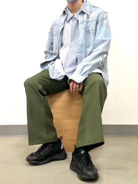 「PUBLUX（パブリュクス）のアイテム（スラックス）」を使った、ハチコロさん（メンズ・174cm）の秋コーディネート