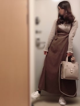 「RAY CASSIN（レイカズン）のアイテム（ジャンパースカート）」を使った、mami * さん（レディース・158cm）の春コーディネート