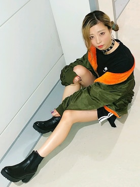「ストリート服が好き」｜「アイテム（MA-1）」を使った、♡rocoel♡さん（レディース・161cm）の秋コーディネート
