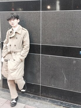 「GAP（ギャップ）のアイテム（トレンチコート）」を使った、もーちゃん。さん（メンズ・172cm）の冬コーディネート