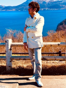 「アイテム（ピーコート、ホワイト系）」を使った、minorityhubさん（メンズ・174cm）の春コーディネート