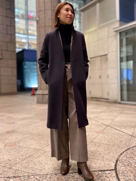 「一押しのアウタースタイル」｜「アイテム（ノーカラージャケット）」を使った、あきえさん（レディース・161cm）の秋コーディネート