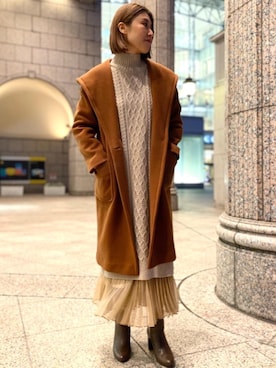 「一押しのアウタースタイル」｜「アイテム（ワンピース/ドレス）」を使った、あきえさん（レディース・161cm）の秋コーディネート