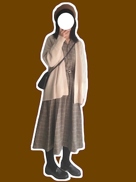 「通勤穿搭」｜「アイテム（ワンピース/ドレス）」を使った、Skerryandsherryさん（レディース・163cm）の秋コーディネート