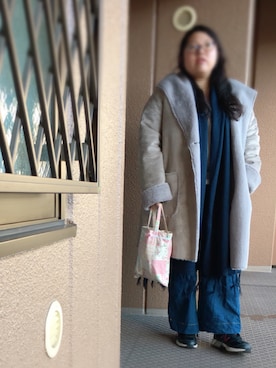 「大きいサイズ」｜「アイテム（ムートンコート）」を使った、アユミ - オンガクスさん（レディース・155cm）の冬コーディネート