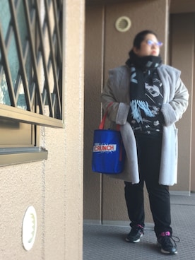 「大きいサイズ」｜「アイテム（ムートンコート）」を使った、アユミ - オンガクスさん（レディース・155cm）の冬コーディネート