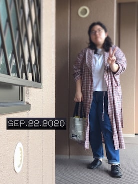 「大きいサイズ」｜「アイテム（その他アウター）」を使った、アユミ - オンガクスさん（レディース・155cm）の秋コーディネート