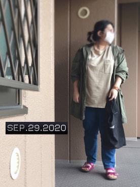 「大きいサイズ」｜「アイテム（モッズコート）」を使った、アユミ - オンガクスさん（レディース・155cm）の秋コーディネート
