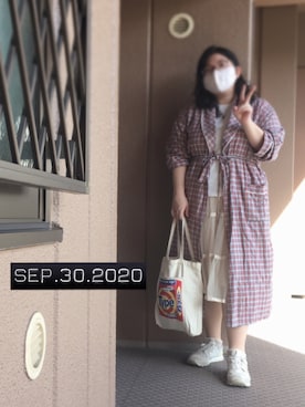 「大きいサイズ」｜「アイテム（その他アウター）」を使った、アユミ - オンガクスさん（レディース・155cm）の秋コーディネート