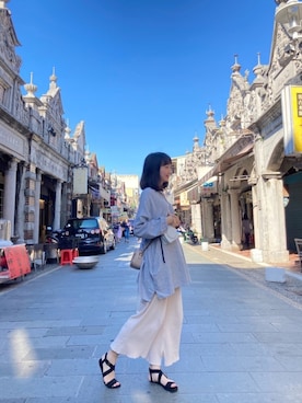 「Samansa Mos2（サマンサ モスモス）のアイテム（トップス、ブルー系）」を使った、はいせんさん（レディース・166cm）の春コーディネート