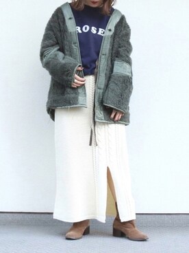 「TRIANGLE PALETTE（トライアングルパレット）のアイテム（スカート）」を使った、emikoさん（レディース・149cm）の冬コーディネート