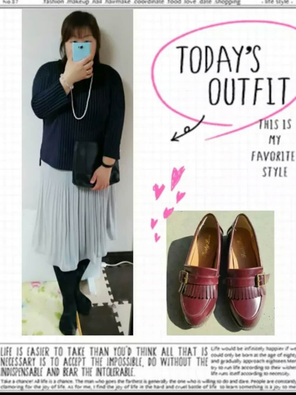 「ぽっちゃり」｜「aveilのアイテム（シューズ、レッド系）」を使った、あおい～さん（レディース・155cm）の冬コーディネートの1枚目の写真