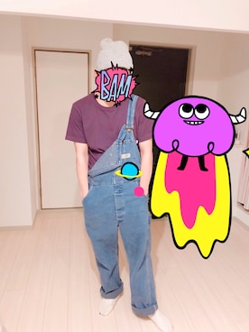 「SPINNS（スピンズ）のアイテム（サロペット/オーバーオール）」を使った、ゆなちろさん（メンズ・173cm）の春コーディネート