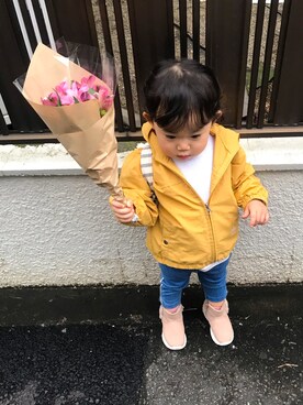 「koe（コエ）のアイテム（ジャケット/アウター）」を使った、shittoさん（キッズ・80cm）の秋コーディネート