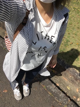 「NEW BALANCE（ニューバランス）のNEW BALANCE ニューバランス ML574VG GRAY(VG)（スニーカー、グレー系）」を使った、iamkantyさん（レディース・154cm）の春コーディネート