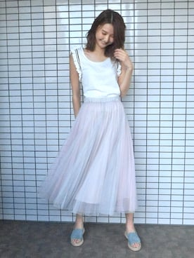 「Stephanie（ステファニエ）のアイテム」を使った、美優さん（レディース・165cm）の夏コーディネート