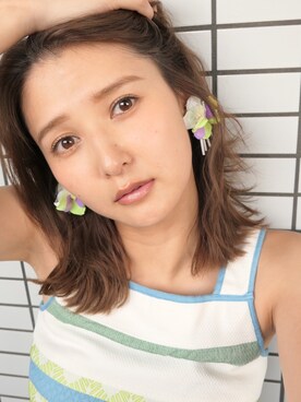 「アイテム（イヤリング）」を使った、美優さん（レディース・165cm・20代）の夏コーディネート