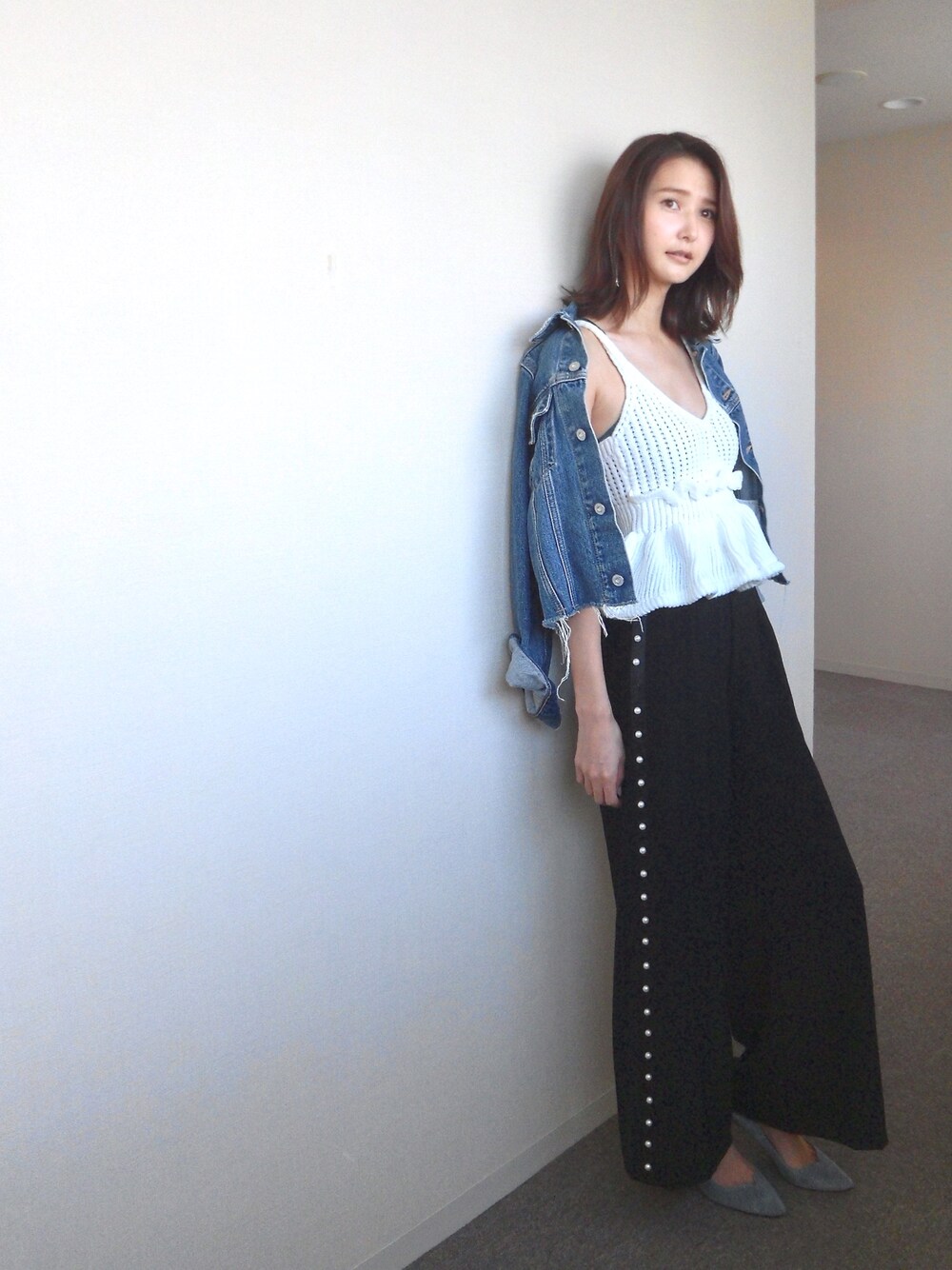 新品タグ付き eimy istoire サイドパールワイドパンツ 新品タグ付き eimy istoire サイドパールワイドパンツ