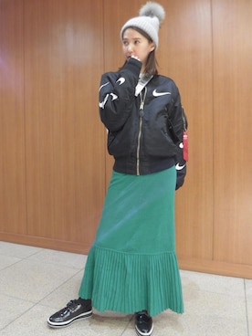 「アイテム（ブルゾン）」を使った、美優さん（レディース・168cm・30代）の冬コーディネート