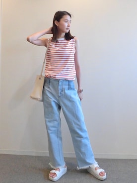 「マリン」｜「アイテム（アナログ腕時計）」を使った、美優さん（レディース・168cm）の夏コーディネート