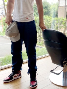 「エアジョーダン1」｜「アイテム（キャップ）」を使った、Yuuichi Okazakiさん（メンズ・178cm）の夏コーディネート