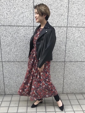 「green label relaxing（グリーンレーベルリラクシング）のアイテム（ライダースジャケット）」を使った、minakawaさん（レディース・155cm）の夏コーディネート
