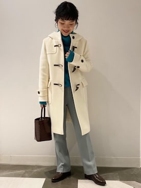 「green label relaxing（グリーンレーベルリラクシング）のアイテム（ダッフルコート）」を使った、minakawaさん（レディース・155cm）の冬コーディネート