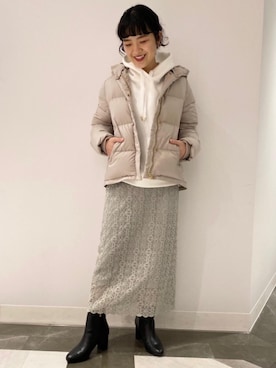 「一押しのアウタースタイル」｜「アイテム（ダウンジャケット/コート）」を使った、minakawaさん（レディース・155cm）の冬コーディネート