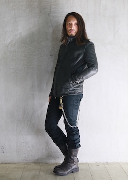 「アイテム（ライダースジャケット）」を使った、Garage EDENさん（メンズ・170cm）の冬コーディネート