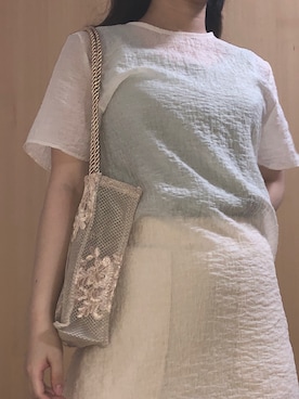 「リブニットパンツ」｜あさん（レディース・148cm）の夏コーディネート