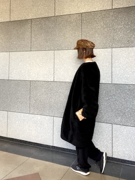 「アイテム（キャスケット、イエロー系）」を使った、cbさん（レディース・159cm）の冬コーディネート