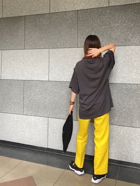 「アイテム（スラックス、イエロー系）」を使った、cbさん（レディース・159cm）の夏コーディネート