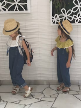 「ANEMONE（アネモネ）のアイテム（オールインワン・サロペット）」を使った、momomiyさん（キッズ・110cm）の夏コーディネート