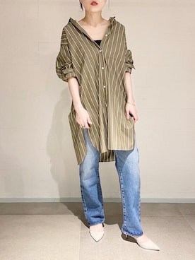 「アイテム（パンプス、グレー系）」を使った、inoさん（レディース・158cm）の春コーディネート