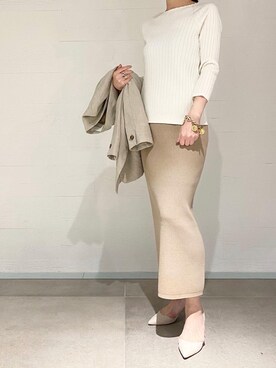 「アイテム（パンプス、グレー系）」を使った、inoさん（レディース・158cm）の春コーディネート