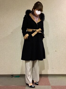 imakoさんの「ウール100% フォックスファー付き＆バイカラーフード付きウールコート」を使ったコーディネート