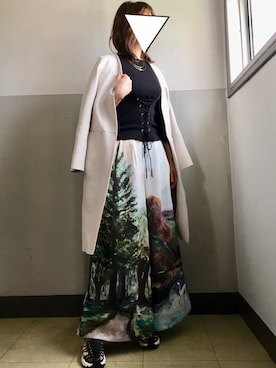「AMERI」｜「アイテム（ノーカラージャケット）」を使った、imakoさん（レディース・154cm）の春コーディネート