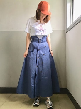 「AMERI」｜「アイテム（キャップ）」を使った、imakoさん（レディース・154cm）の春コーディネート