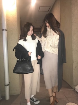 「RESEXXY（リゼクシー）のアイテム（チェスターコート）」を使った、tanさん（レディース・164cm）の冬コーディネート