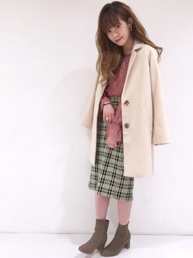 「archives（アルシーヴ）のアイテム（チェスターコート）」を使った、archivesさん（レディース・162cm）の冬コーディネート