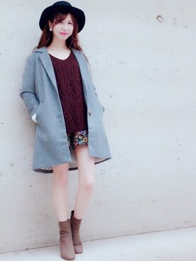 「archives（アルシーヴ）のアイテム（チェスターコート）」を使った、archivesさん（レディース・161cm）の冬コーディネート